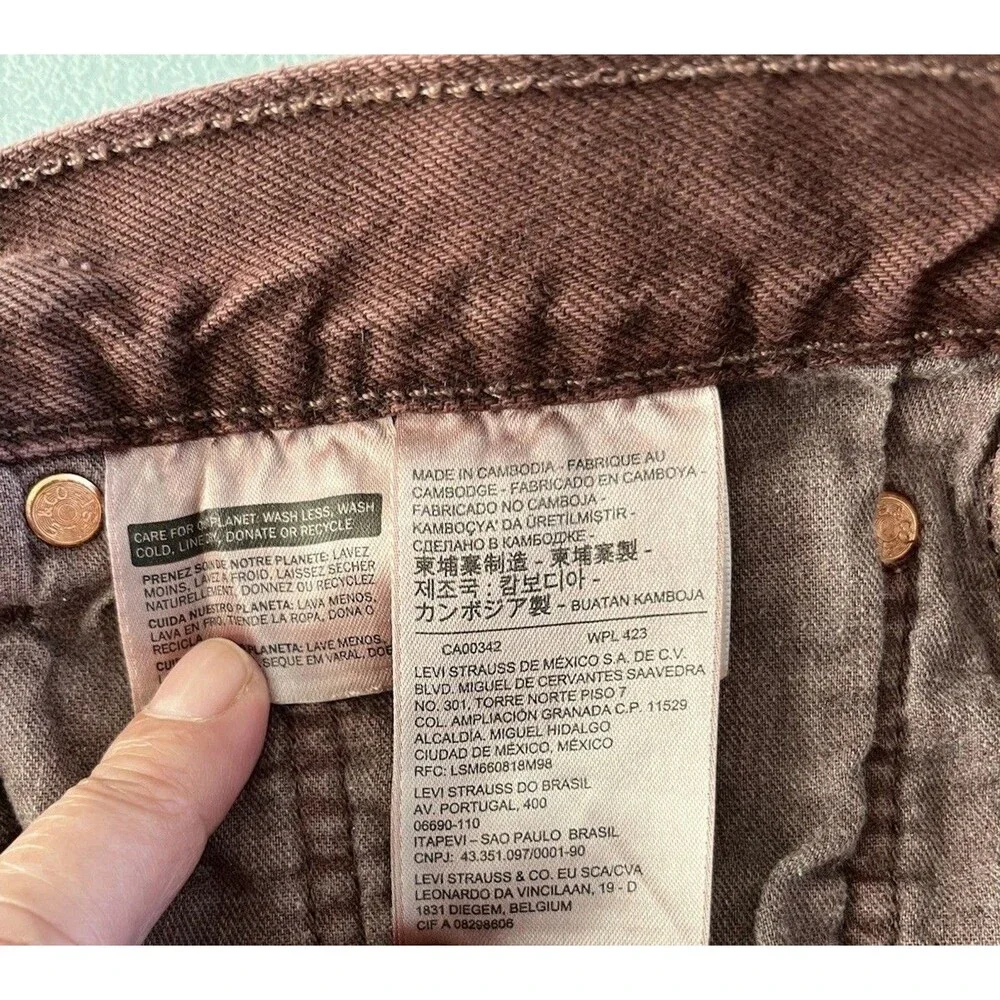 Levi's 501 Mens Original Fit Straight Leg Button Fly Jeans 32x29 ChocoBrown NWOT